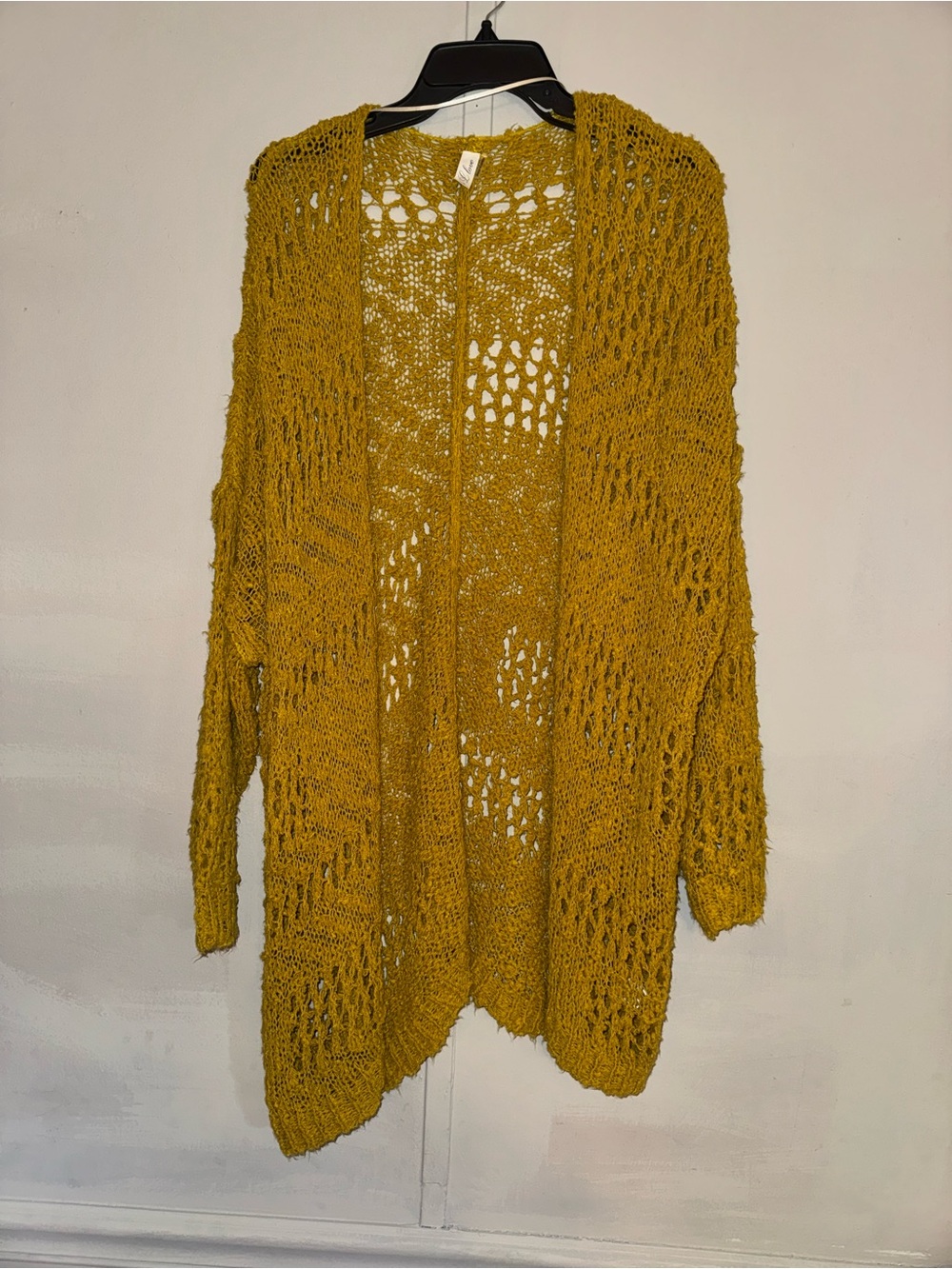 Open-Knit Mustard Cardigan Sweater for Women